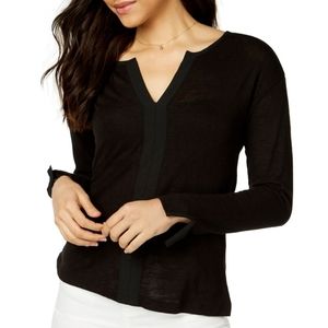 Sanctuary Sienna Mix Black Long Sleeved V Neck Blouse Wrist Detailing Size XS